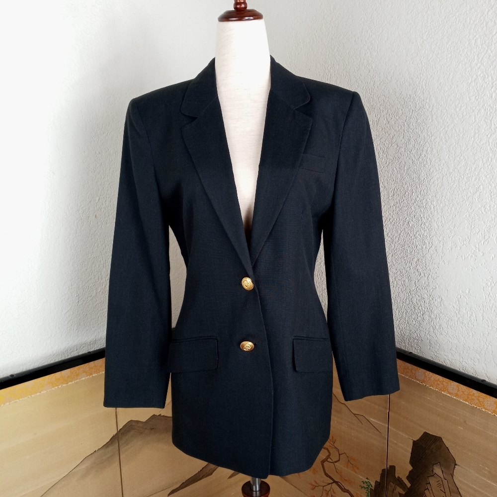 Authentic Original Vintage Style Black Blazer with Gold Buttons